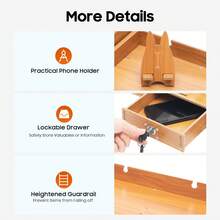 Wood Computer Monitor Stand With Lock Computer Laptop PC Stand Desk Organizer For Office/Study, Space-Saving Monitor Riser With Phone Holder, Easy Installation - View 6