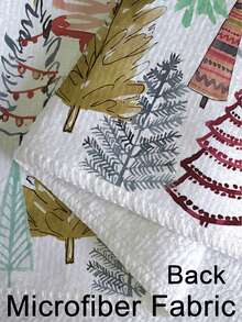 2 Pcs Black And White Kitchen Towels Dish Cloth Towels Absorbent Hand Towels Cleaning Cloths Simple Lines Christmas Tree Kitchen Towels Holiday Decoration Suitable For Dish Table - Multicolor - View 7