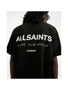 AllSaints Underground Graphic Tee – Unisex Cotton Crew Neck T-Shirt, Streetwear Style - 運動灰 - 查看 1
