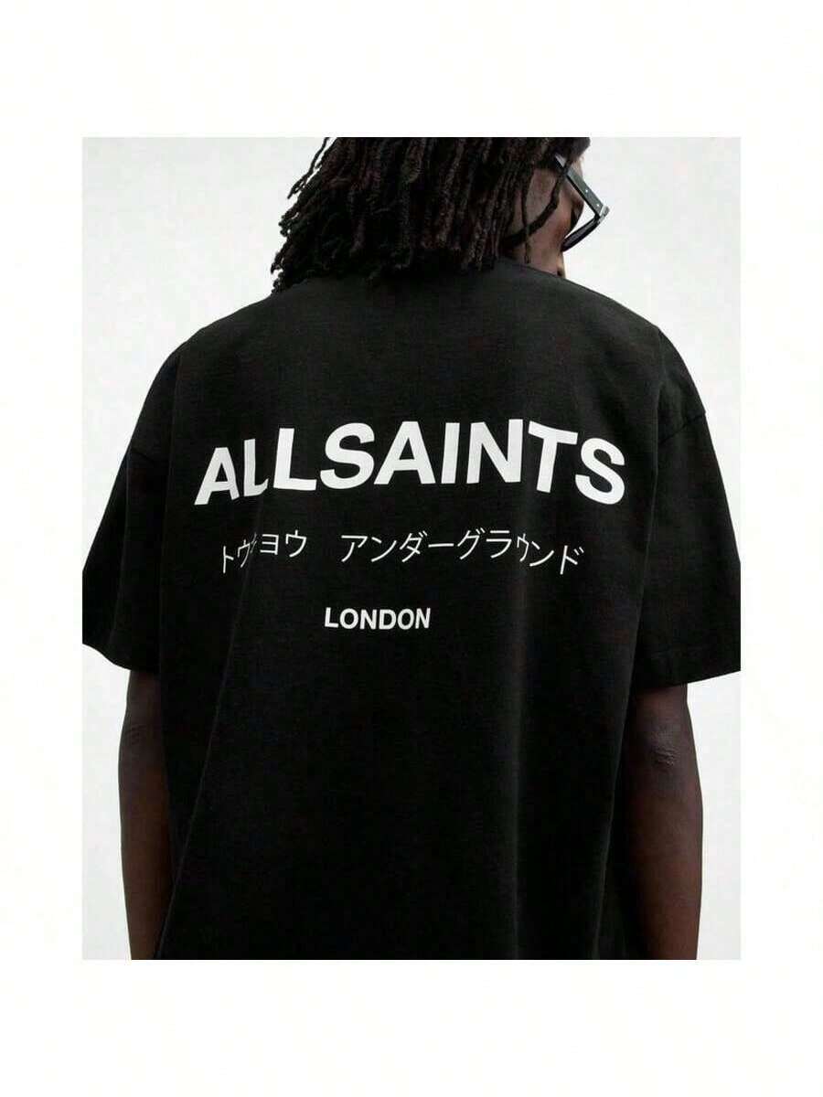 AllSaints Underground Graphic Tee – Unisex Cotton Crew Neck T-Shirt, Streetwear Style - 運動灰 - 查看 1