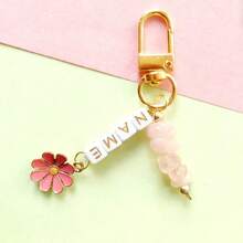 1pc Crystal Pendant Keychain, Pink Quartz/Amethyst/Yellow Quartz/Lapis Lazuli, Alloy Charm, Customizable Letter Bead, Christmas Gift/Birthday Gift/Personalized Gift - Crystal Pendant Keychain - View 23