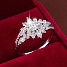 Cincin Dekorasi Zirkonia Kubik - Perak - View 4