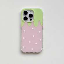 Chic And Exquisite Pink Strawberry Macaroon Phone Case With White Polka Dots, Suitable For  13, 14, 15, And 16 Pro-For-Your-New- - 1 cái - Xem 10