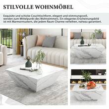 Modern Drum-Shaped Coffee Table, Trapezoidal Coffee Table In White Wood, Living Room Table 70*70*37 Cm - 1 - View 10