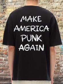 Make A Punk Again T-Shirt, Oversized Punk Streetwear Tee, Black Graphic Shirt - 款式14 - 查看 1