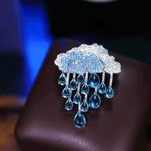 1pc Rain Drop Shaped Brooch, Casual Daily Accessory - Silver - View 7