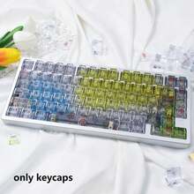 Juego completo de 123 teclas con diseño de arcoíris / Arknights / líneas de graffiti, teclas transparentes, altura original del fabricante, compatible con diseños de teclado de 61/64/75/87/98/104