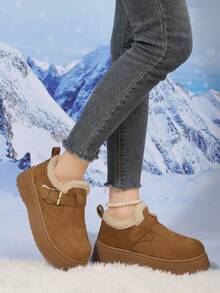 2025冬季新款女士厚底雪地靴，多功能，带保暖内衬，冬季鞋履