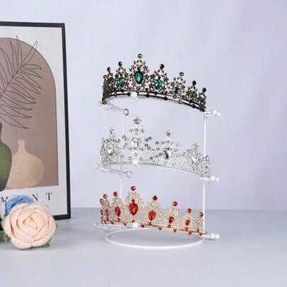 ZZXC Crown Display Stand 3-Tier Tiara Headband Display Rack White Brackets Hair Accessories Organizer Bathroom Vanity Storage Tray For Women Girls