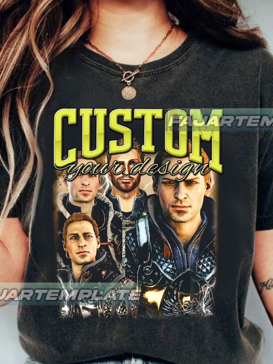 Custom Your Design Custom Bootleg Shirt, Custom Photo Shirt, Birthday Gift,Christmas Gift, Custom Yo - 黑色 - 查看 1