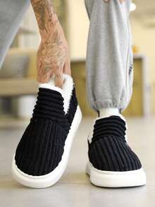 Winter Men Slippers Short Plush Men Boots Indoor Fluffy House Fur Slippers Men Casual Soft Fur Furry Men Shoes