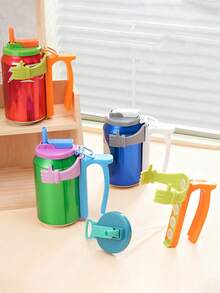 Soda Can Lid And Can Holder Combination Set - Anti-Spill Lid For Cans With Straw, Reusable Can Holder To Prevent Leakage, Keep Drinks Fresh And Secure Cans, Durable Anti-Spill Lids Compatible With Most Standard Soda Cans, Multi-Purpose Can Holder Suitable For Home, Office, Picnics, Road Trips And Outdoor Parties, Convenient Can Lid With Straw For Easy Drinking, Can Be Used With Cola, Beer, Sparkling Water And Other Canned Drinks - Multicolor - View 5