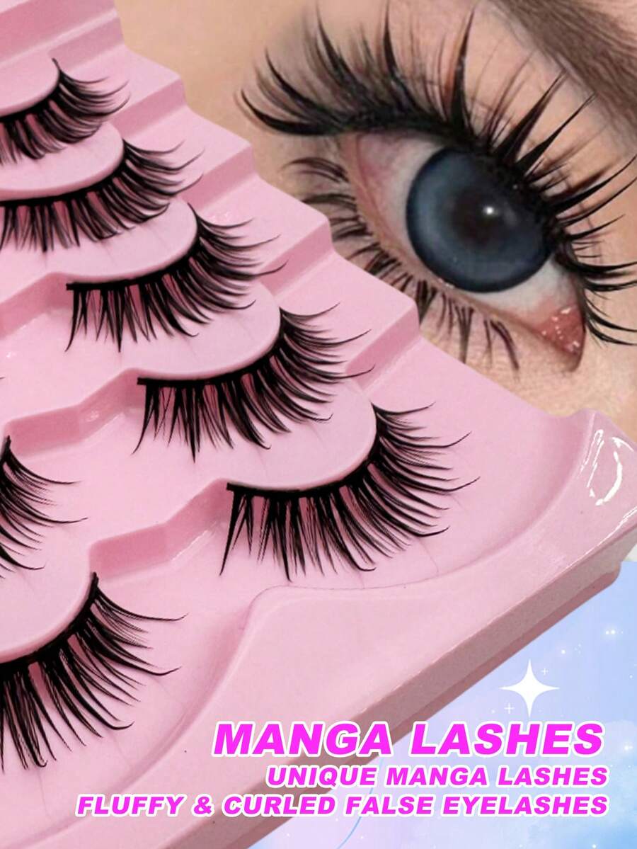 5 Pairs Of Fluffy Eyelashes, 3D Natural Fluffy Swallowtail Eyelashes, Lightweight Artificial Mink Eyelashes, Natural Cat Eye Eyelashes, Reusable Eyelashes Daily Wear, Halloween, Christmas, Dates & Party - Criss Cross lashes - View 1