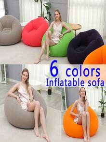 Inflatable Single-Person Garden Sofa Chair - Durable Foldable Outdoor Leisure Sofa Bed With Backrest, Multi-Functional For Room Use, Available In Multiple Colors. Suitable For Outdoor Activities, Beach, Hiking And Music Festivals, Thicker And Sturdier Design For Backyard, Beach, Camping And Other Occasions.