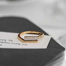 High-End Plain  Ring For Women Ins  Light Luxury Niche Design Open Index Finger Ring Does Not Fade Cold Style - 金色 - 查看 4