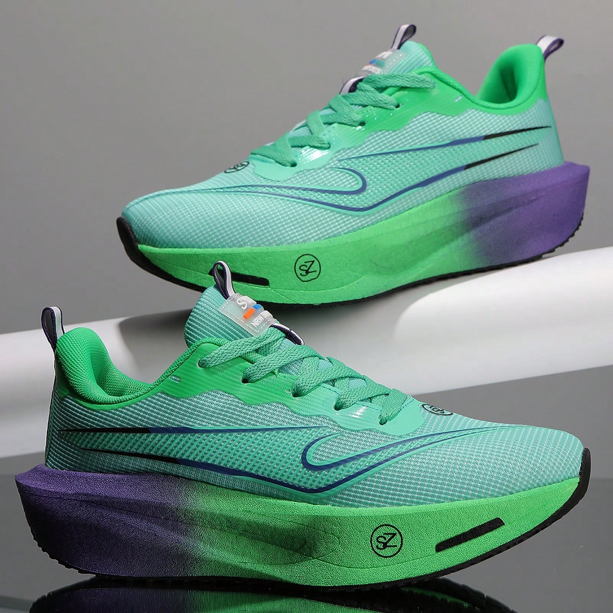 Zapatos deportivos casuales transpirables de malla ligera para hombres de talla grande, zapatillas de running con placa de carbono amortiguadora