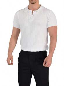 JOHN LEOPARD - Men's Knitted Polo Shirt - Beige - View 12