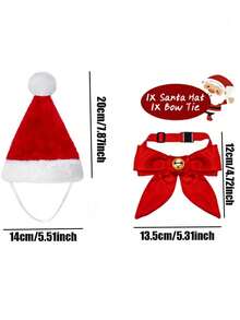 2pcs/Set Creative Christmas Cat & Dog Pet Hat And Red Tie Set, Christmas Pet Costume Set, Christmas Atmosphere Pet Photography Props, Suitable For Christmas Pet Decoration, Christmas Pet Photo Props, Christmas Atmosphere Decoration, Perfect Christmas Pet Supplies - Multicolor - View 13