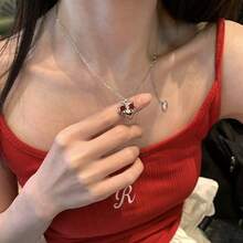 1pc New Heart Saturn Necklace For Women, Light Luxury Niche Design Clavicle Chain, High-End Neck Chain - T3226-a - View 3