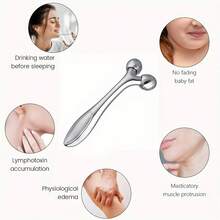 3D Face Lift Roller Massager, 360 Degree Rotating Roller Massager Y-Shape Face Lift Massager, Massage Roller, Beauty, Facial Massage Tool, Handheld Massager, Ergonomic Design, Lightweight Massager, Durable Material, Massage Device, Beauty Roller, Spa At Home, Beauty Lovers - 1 CÁI (Vàng) - Xem 6