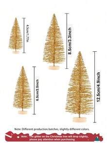 6pcs-Artificial Mini Trees, Bottle Brush Trees With Wood Base, Artificial Frosted Sisal Xmas Tree, DIY Crafts Mini Pine Tree For Decor, Party,Home,Table Craft Decorations,Winter Ornaments(Gold) Best Gifts Birthday Home Decor Christmas Decorations Room Decor Christmas Christmas Decorations Home Christmas Gifts Christmas Decor