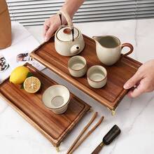 1 pieza Bandeja rectangular de madera de palo de rosa, disponible en 3 tamaños: plato de desayuno, plato de postre, plato de pan, plato de aperitivo, plato de sushi, bandeja de taza rectangular, bandeja de té de la tarde, plato de dulces - Marrón - Ver 2