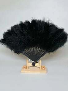 1 Piece Vintage Feather Hand Fan, Wedding Party Decor, Bridal Shower Gift, Bridal Gift, Photography Prop, 1920s Style Foldable Hand Fan, Suitable For Costumes, Dance, Tea Parties, Wedding Decoration - Multicolor - View 10