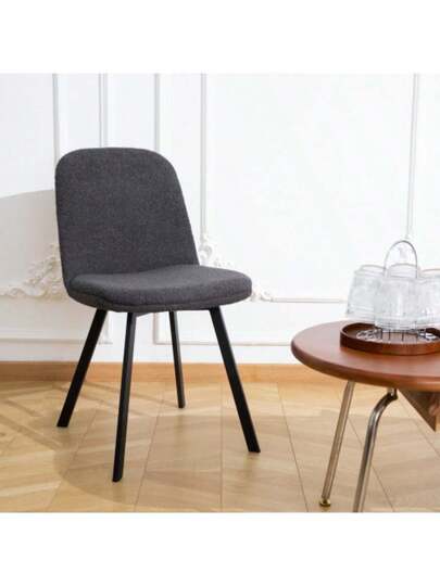 Rayon Cloth Flocking Chenille Dining Chairs Channel Kitchen Dinner Stoel Comfy Fabric Upholstered Accent Room Golden Stainless Steel Plating Legs,Set Of (Black), DE1647BK view 7