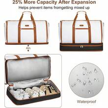 Garment Duffle Bag Travel - Convertible Carry On Garments Duffel Bags Travel Bag Women Men Large Weekender Bag With Shoes Compartment 3 In 1 Hanging Clothes Suit Dress Bag 3pcs Set - B01-Trắng và đen - Xem 4