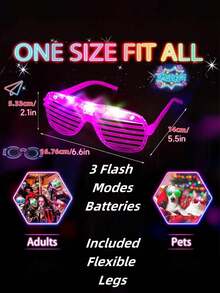 12pcs LED Glasses, LED Flashing Glasses, Party Supplies, 5 Colors, 3 Lighting Modes: Steady On, Intermittent Flashing, Rapid Flashing, Suitable For Adults. The Luminous Glasses Are Perfect For Festivals, Birthdays, Christmas Parties, Glow Stick Glasses, Fashion Glasses, Wedding Cosplay, Christmas Nightclub And Other Occasions. - Multicolor - View 10