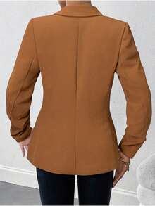 Women's Fashionable Short Design Elegant Lightweight Office Blazer Jacket, Suitable For Autumn/Winter - Brown - View 4
