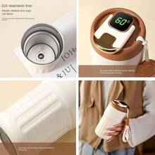450ml Smart Thermal Cup Stainless Steel Coffee Tea Mug Cup Insulation Cup - 米色 - 查看 3