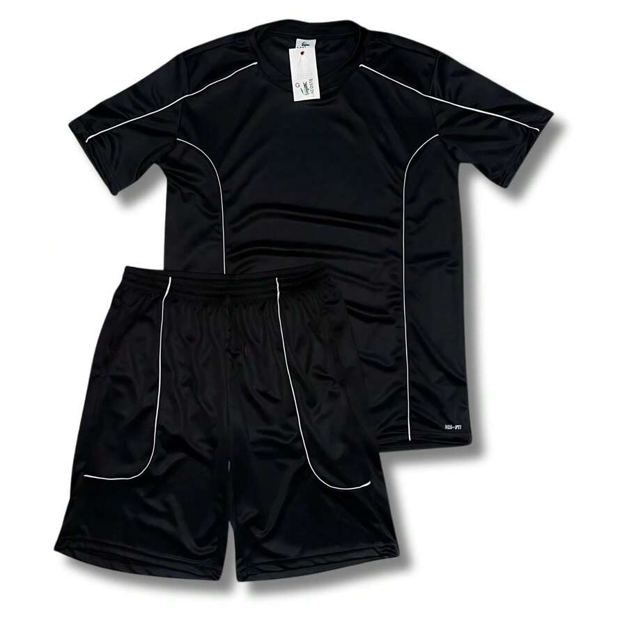 Lala Men's Dry-Fit Sportswear Set: T-Shirt + Shorts For Gym, Fitness, And Casual Wear - Black - View 1