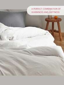 1件预洗棉质柔软被套，床上用品套装，现代可爱，四季皆宜，柔软透气，纽扣封口（1个被套，不含填充物），通过Oeko-Tex认证 - 白色 - 查看 4