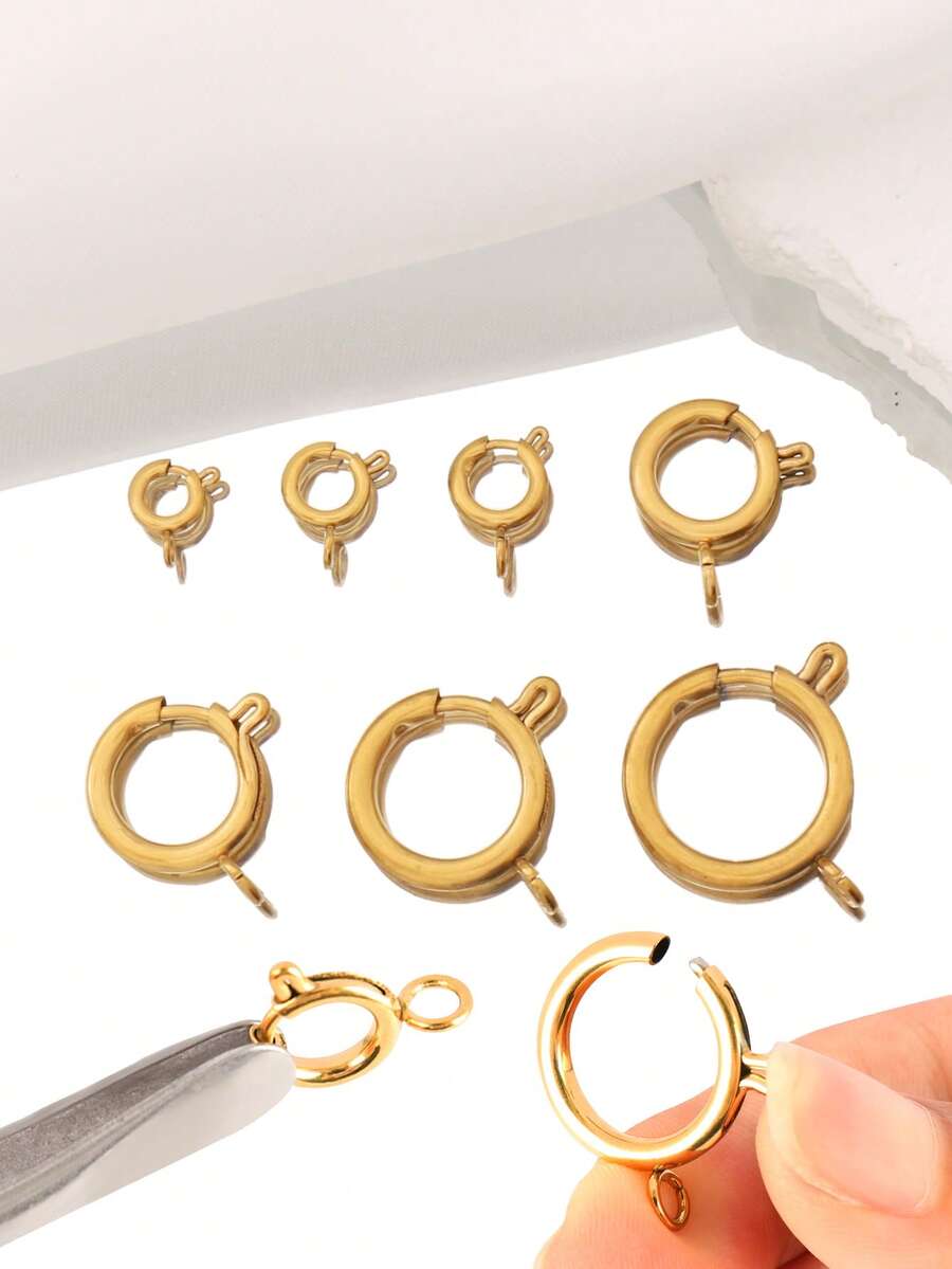 10pcs Stainless Steel Spring Clasps Findings Round Spring Clasp ...