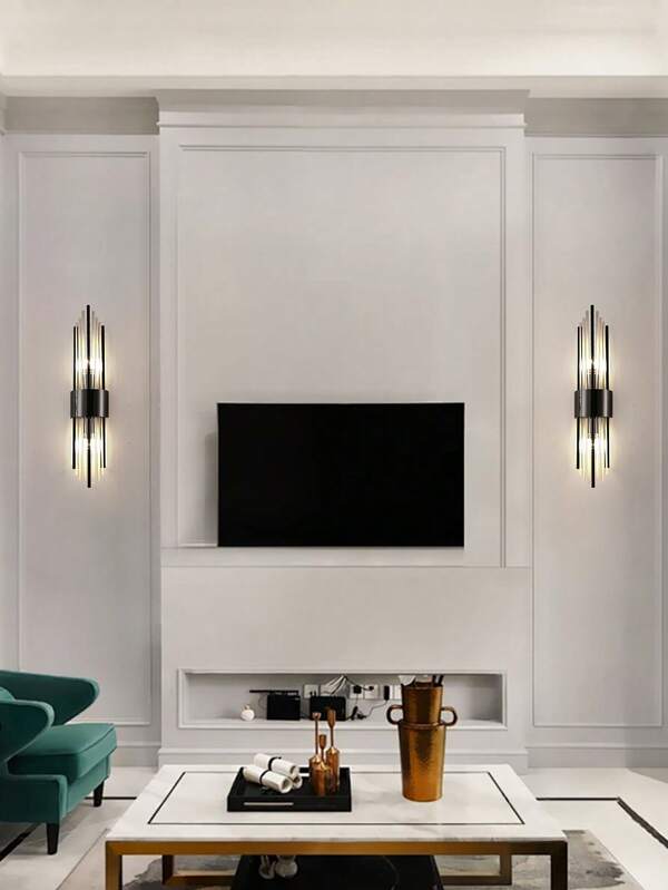 1PC/2pcs Modern Gold Crystal Wall Light, Stainless Steel Base With Premium Crystal Shade For Elegant Living Room, Bedroom, Or Cafe Decor, Decoration