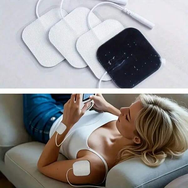 10/20pcs Electrode Pads For EMS Massage, TENS Therapy Device, 5*5 Fitness & Body Massage Replacement Stickers With 3.5mm Connector Pads