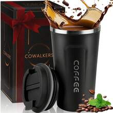 Taza de Café Térmica de Acero Inoxidable 304-18 oz/510ml para Bebidas Frías y Calientes, Tapa Hermética, Ideal para Oficina, Auto y Parque - Mantiene Temperatura (Negro) - verde - Ver 9