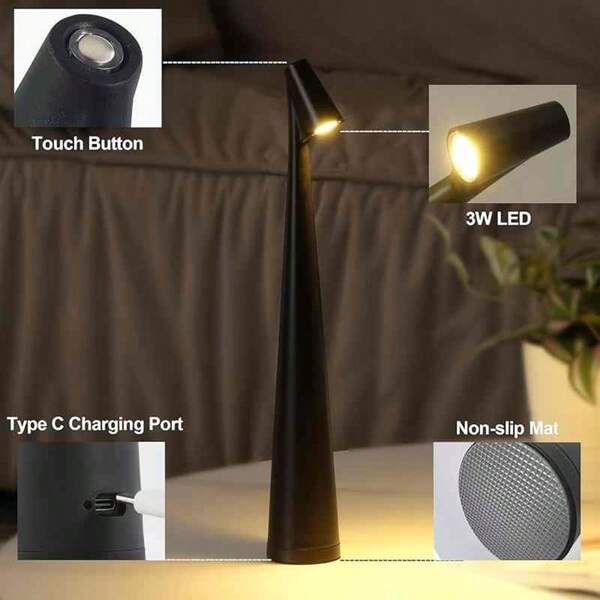 1 PC LED Table Lamp, Rechargeable, Long Battery Life, Portable Table Lamp, Nordic Modern, Minimalist Style, Suitable For Living Room/Bedroom/Bedside Decorative Table Lamp