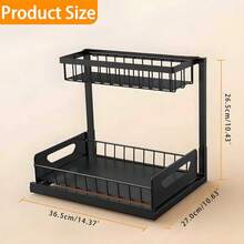 Stozle 2 Tier Under Sink Organizers And Storage, Under Sink Organizer, Slide Out Pull Out Cabinet Organizer Shelf, Metal Sliding Drawer For Kitchen Bathroom Pantry Cabinet Closet Organization Rack - 1 gói màu xám - Xem 2