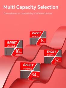 EAGET 64GB Micro SD Memory Card 100MB/S,32GB,16GB,8GB U1 V10 Flash Card Micro SD Memory Card /Android Phones/Computer/Gopro/Game Console Free 5 Adapters For Camera