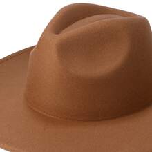JEWELRYWE Fedora Hats For Men And Women, Classic Felt Hats, Panama Hats, Western Suede Wide Brim Hats - 咖啡棕 - 查看 7