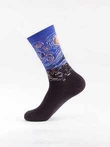 6 Paar Herren Knöchelsocken, verrückte Ölgemälde Serie, bequeme weiche Freizeitsocken