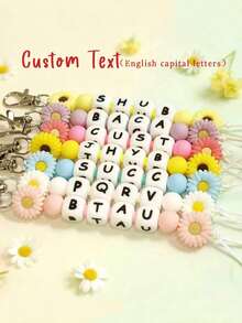 1pc Customized Silicone Bead Keychain, Personalized English Letters, Name Keychain, Bag Accessories, Unique Customized Gifts