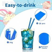 25 قطعة من القش الورقي أحادي اللون، متوفر ب- 7 ألوان، بقطر 6 مم/0.24 بوصة وطول 197 مم/7.75 بوصة، مناسب للاستخدام في العائلات والنزهات وأجواء الحفلات المختلفة، وهي القش المفضل للمشروبات الغازية والكوكتيلات والعصائر والمشروبات الأخرى - متعدد الألوان - مشاهدة 2