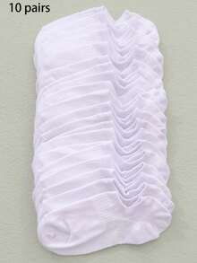 10 双女士彩色船袜，薄款休闲时尚夏季透气低帮防滑隐形短袜 - 白色 - 查看 7