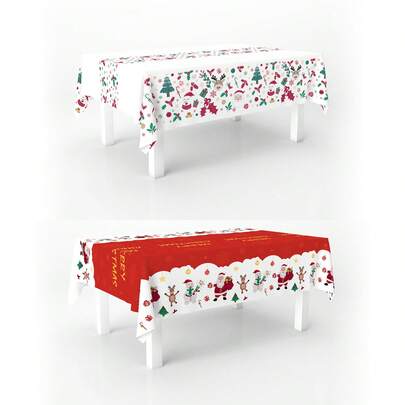 1 件圣诞派对桌布，54x108 英寸节日餐桌装饰布，圣诞节