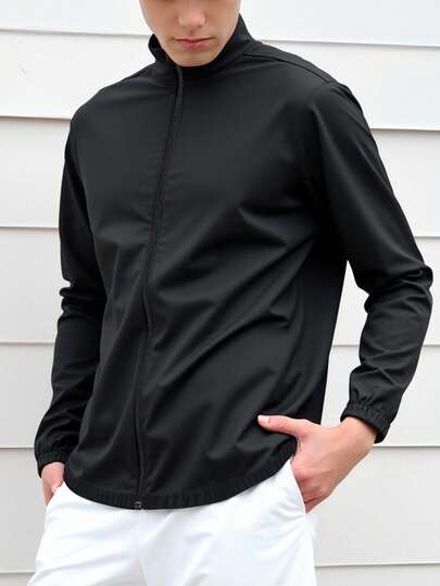 男士休闲长袖外套，适合运动、户外、健身、跑步、钓鱼、球类运动