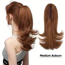 14Inch Long Curly Wave Claw Ponytail Clip In Hair Extensions Pony Tail Hairpiece For Women Hair Accessories Synthetic Hair - Medium Auburn - View 9