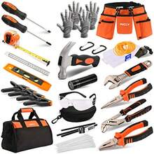 INCLY 95 PCS Real Tool Set Small Real Hand Tools Kit Construction Learning Tools Hammer Screwdriver For Home DIY Building And Woodworking Come With Tool Belt And Bag